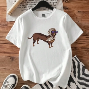 DAZY TOM AND JERRY X DAZY Bol Kesim Yuvarlak Yaka Mektup Baskılı Uzun Günlük Kadın Tişörtü