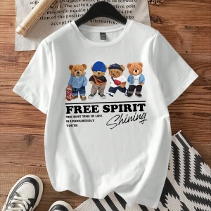 DAZY Yaz Yeni Temel Baskılı Rahat Hafta Sonu Kadın Tişörtü