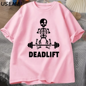Deadlift İskelet Hayalet Grafik Tee Komik Spor Salonu Sevgilisi T-shirt Baskı Büyük Boy T-shi 3013