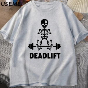 Deadlift İskelet Hayalet Grafik Tee Komik Spor Salonu Sevgilisi T-shirt Baskı Büyük Boy T-shi 3013