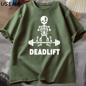 Deadlift İskelet Hayalet Grafik Tee Komik Spor Salonu Sevgilisi T-shirt Baskı Büyük Boy T-shi 3013