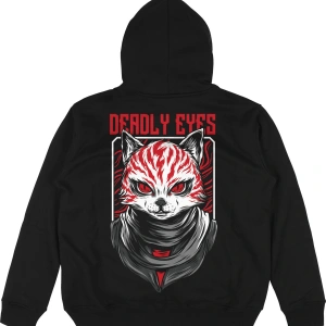 Deadly Eyes Oversize Unisex Kapüşonlu Sweatshirt Hoodie Siyah