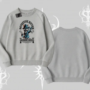 Detective Kitten Kedi Baskılı Biskilet Sweatshirt
