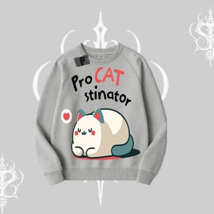 Detective Kitten Kedi Baskılı Kapşonlu Crop Sweatshirt