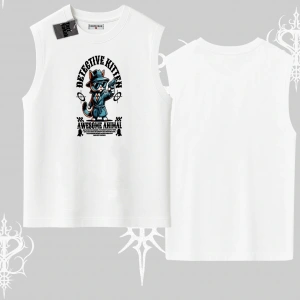 Detective Kitten Kedi Baskılı Kolsuz Tshirt