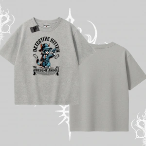 Detective Kitten Kedi Baskılı Oversize Tshirt