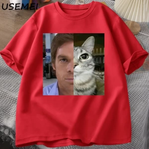 Dexter Morgan Kedi T-shirt Komik Pamuk Kısa Kollu O Boyun Tshirt Unisex Streetwear Erkek Giys 2802