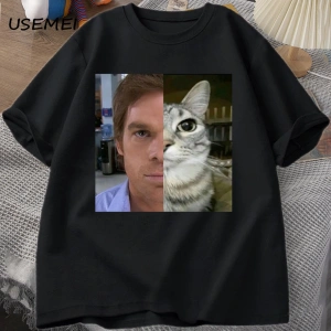 Dexter Morgan Kedi T-shirt Komik Pamuk Kısa Kollu O Boyun Tshirt Unisex Streetwear Erkek Giys 2802