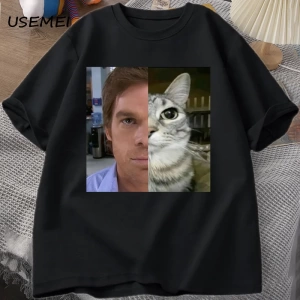 Dexter Morgan Kedi T-shirt Komik Pamuk Kısa Kollu O Boyun Tshirt Unisex Streetwear Erkek Giys 2802