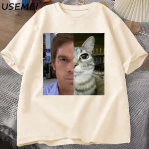 Dexter Morgan Kedi T-shirt Komik Pamuk Kısa Kollu O Boyun Tshirt Unisex Streetwear Erkek Giys 2802