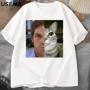 Dexter Morgan Kedi T-shirt Komik Pamuk Kısa Kollu O Boyun Tshirt Unisex Streetwear Erkek Giys 2802
