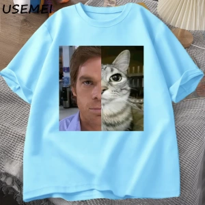 Dexter Morgan Kedi T-shirt Komik Pamuk Kısa Kollu O Boyun Tshirt Unisex Streetwear Erkek Giys 2802
