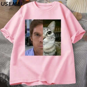 Dexter Morgan Kedi T-shirt Komik Pamuk Kısa Kollu O Boyun Tshirt Unisex Streetwear Erkek Giys 2802