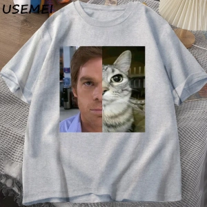 Dexter Morgan Kedi T-shirt Komik Pamuk Kısa Kollu O Boyun Tshirt Unisex Streetwear Erkek Giys 2802