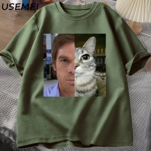 Dexter Morgan Kedi T-shirt Komik Pamuk Kısa Kollu O Boyun Tshirt Unisex Streetwear Erkek Giys 2802