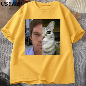Dexter Morgan Kedi T-shirt Komik Pamuk Kısa Kollu O Boyun Tshirt Unisex Streetwear Erkek Giys 2802