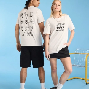 Dexters Laboratory X SHEIN Unisex Günlük Örgü Figür Grafik Beyaz Kısa Kollu %100 Pamuklu Tiş