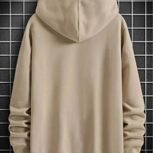 Dik Renkli Oversize Kapüşonlu Sweatshirt Bej