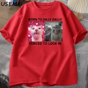 Dilly Dallyyi Kilitlemek İçin Zorlanmış Kedi Komik Grafik T Shirt Öfke Tüketen Kedi Erkek Ka 2906
