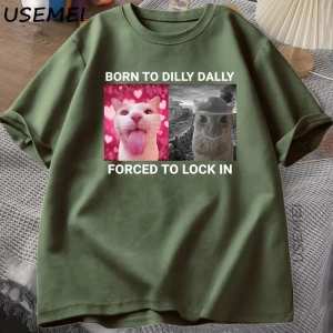 Dilly Dallyyi Kilitlemek İçin Zorlanmış Kedi Komik Grafik T Shirt Öfke Tüketen Kedi Erkek Ka 2906