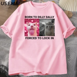 Dilly Dallyyi Kilitlemek İçin Zorlanmış Kedi Komik Grafik T Shirt Öfke Tüketen Kedi Erkek Ka 2906