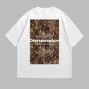 Dİmension Baskılı Leopar Desenli 24/1 Oversize Unisex Beyaz
