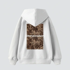 Dimension Leopar Baskılı Oversize Unisex Premium Beyaz