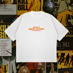 Directed By Tarantino Baskılı Oversize Unisex Pamuklu Nefes Alan Kalın Kumaşlı