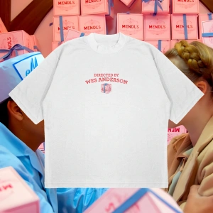 Directed By Wes Anderson Baskılı Oversize Unisex Pamuklu Nefes Alan Kalın Kumaşlı