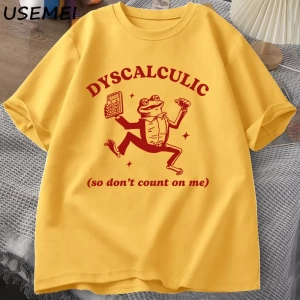 Discalculic yani bana güvenmeyin T-shirt erkekler komik discalculia kurbağa T Shirt aptal Vin 3080