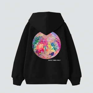 Disco Vibes Only Baskılı Oversize Unisex Beyaz
