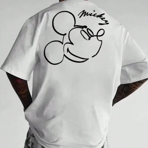 Disney Disney Collab Mickey Mouse Casual Karikatür Baskılı Kısa Kollu Tişört Erkekler İçin, Y