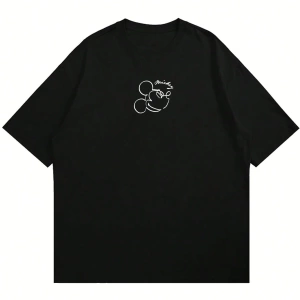 Disney Disney Collab Mickey Mouse Casual Karikatür Baskılı Kısa Kollu Tişört Erkekler İçin, Y