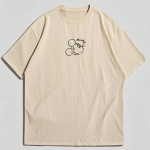 Disney Disney Collab Mickey Mouse Casual Karikatür Baskılı Kısa Kollu Tişört Erkekler İçin, Y