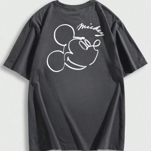 Disney Disney Collab Mickey Mouse Casual Karikatür Baskılı Kısa Kollu Tişört Erkekler İçin, Y