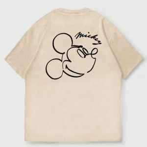 Disney Disney Collab Mickey Mouse Casual Karikatür Baskılı Kısa Kollu Tişört Erkekler İçin, Y