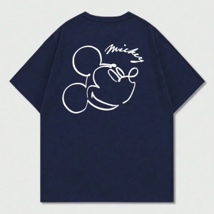 Disney Disney Collab Mickey Mouse Casual Karikatür Baskılı Kısa Kollu Tişört Erkekler İçin, Y