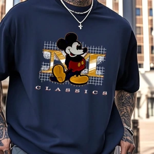 Disney Disney Collab Mickey Mouse Çizgi Film Baskılı Kısa Kollu Tişört, Erkek Günlük Yaz