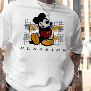 Disney Disney Collab Mickey Mouse Çizgi Film Baskılı Kısa Kollu Tişört, Erkek Günlük Yaz