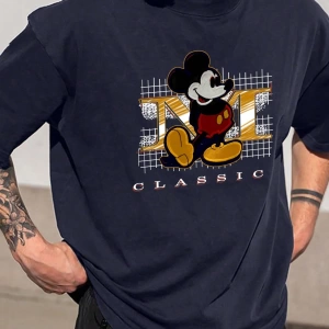 Disney Disney Collab Mickey Mouse Çizgi Film Baskılı Kısa Kollu Tişört, Erkek Günlük Yaz