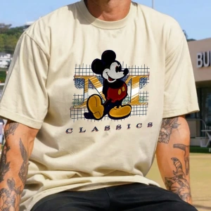 Disney Disney Collab Mickey Mouse Çizgi Film Baskılı Kısa Kollu Tişört, Erkek Günlük Yaz