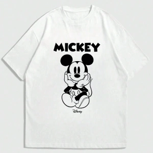 Disney Disney Collab Mickey Mouse Çizgi Film Baskılı Kısa Kollu Tişört, Erkek Günlük Yaz