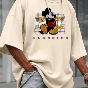 Disney Disney Collab Mickey Mouse Çizgi Film Baskılı Kısa Kollu Tişört, Erkek Günlük Yaz