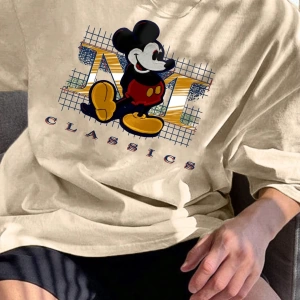 Disney Disney Collab Mickey Mouse Çizgi Film Baskılı Kısa Kollu Tişört, Erkek Günlük Yaz