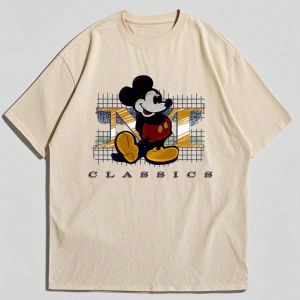 Disney Disney Collab Mickey Mouse Çizgi Film Baskılı Kısa Kollu Tişört, Erkek Günlük Yaz