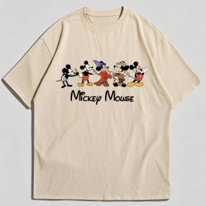 Disney Disney Collab Mickey Mouse & Friends Çizgi Film Baskılı Rahat Kısa Kollu Tişört Erkekl