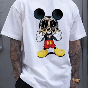 Disney Disney Collab Mickey Mouse Yaz Erkek Günlük Karikatür Baskılı Kısa Kollu Tişört