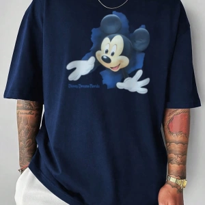 Disney Disney İşbirliği Mickey Mouse Baskılı Erkek Günlük Kısa Kollu Tişört, Yaz