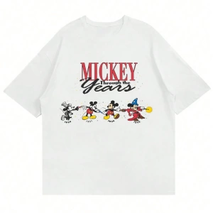 Disney Disney İşbirliği Mickey Mouse Erkek Rahat Karikatür Baskılı Kısa Kollu Tişört, Yaz