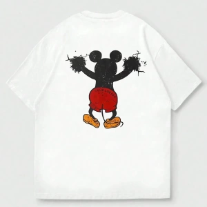Disney Disney İşbirliği Mickey Mouse Erkek Rahat Karikatür Baskılı Kısa Kollu Tişört, Yaz